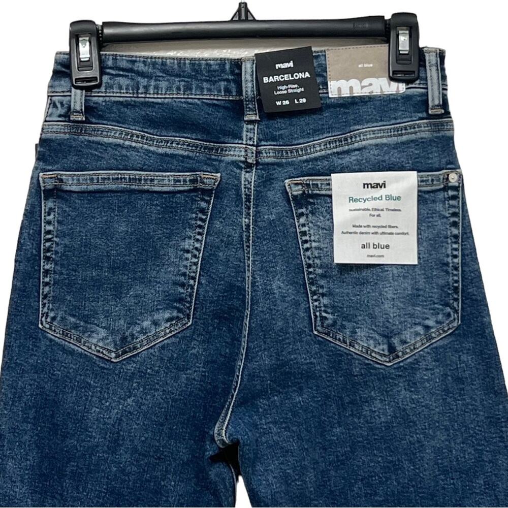 Mavi Barcelona High Rise Loose Straight Blue Jeans Women Size 26 - Picture 5 of 15
